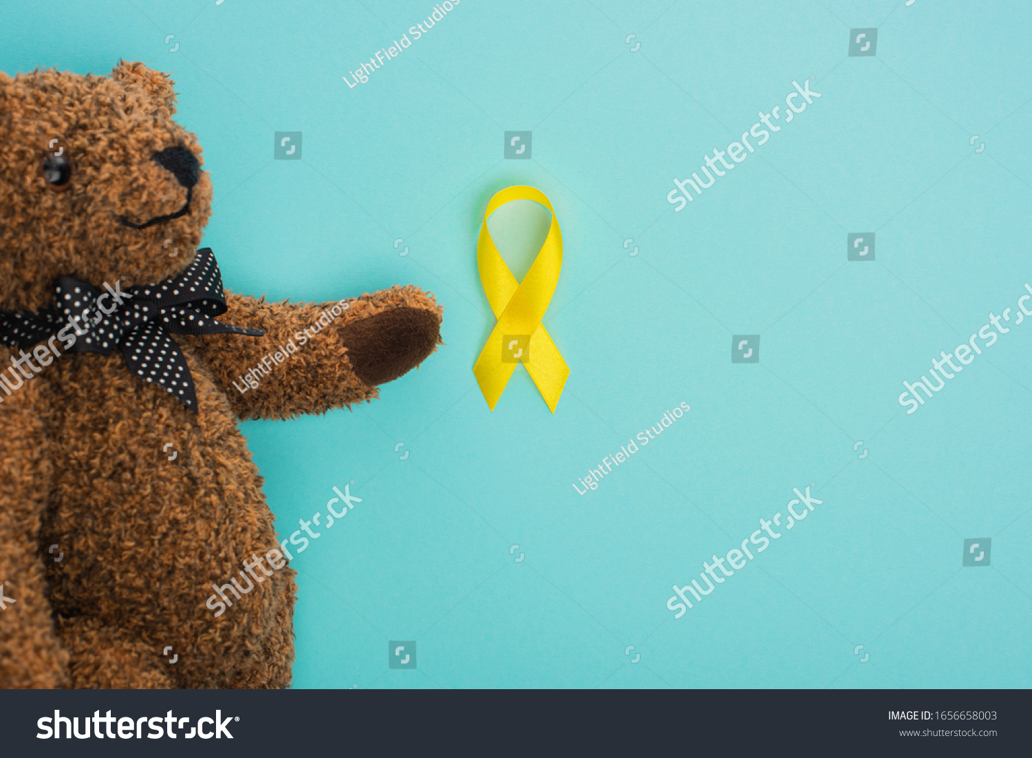 Top View Teddy Bear Bow Yellow Stock Photo 1656658003 Shutterstock