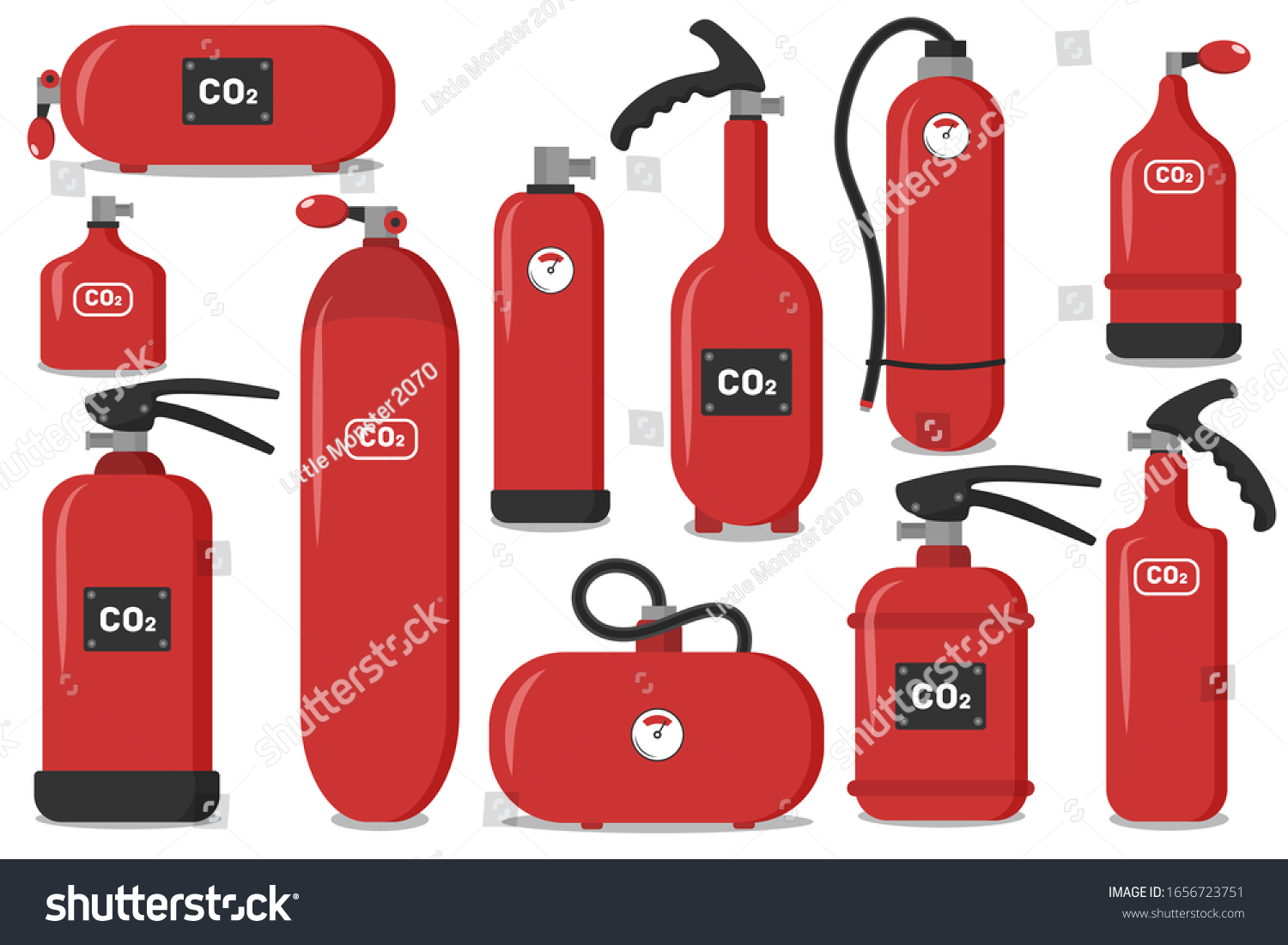 Set Red Fire Extinguishers Icons Safety Stock Vector (Royalty Free ...