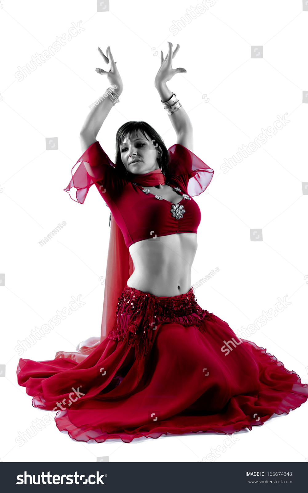 Woman Belly Dancer Silhouette Studio Isolated Stock Photo 165674348 ...