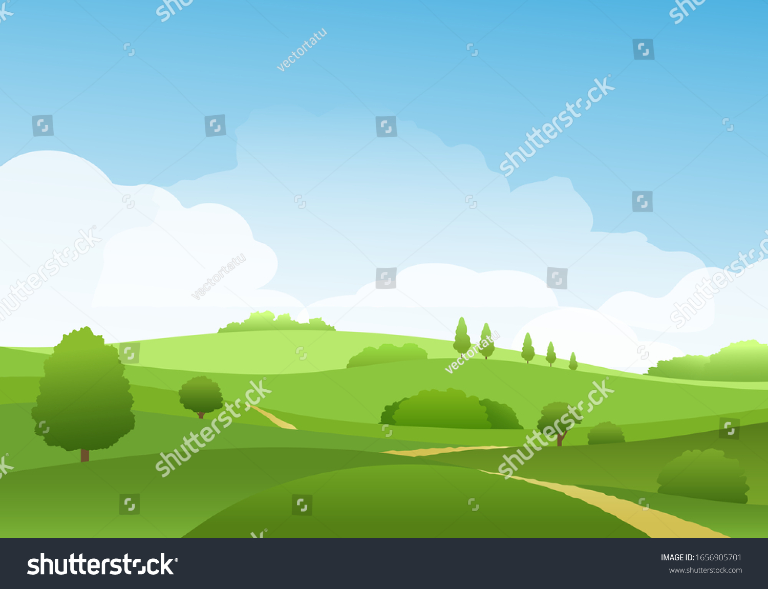 Summer Landscape Sky Hills On Horizon Stock Vector (Royalty Free ...