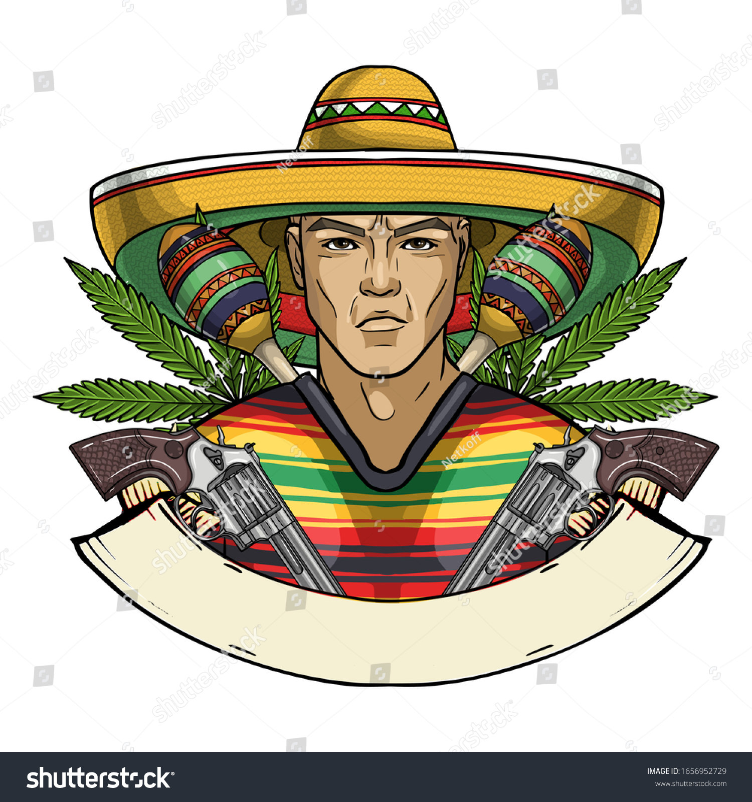 Hand Drawn Sketch Mexican Man Stock Vector (Royalty Free) 1656952729 ...