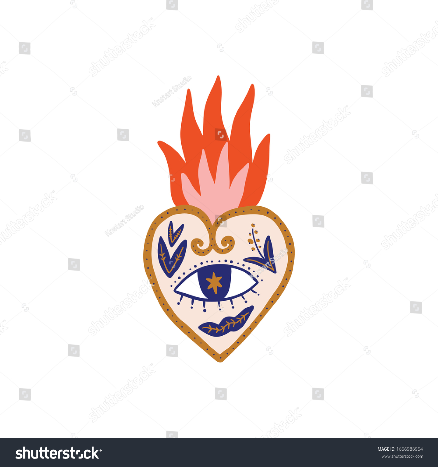 Sacred Heart Illustration Trendy Vintage Love Stock Vector (Royalty ...