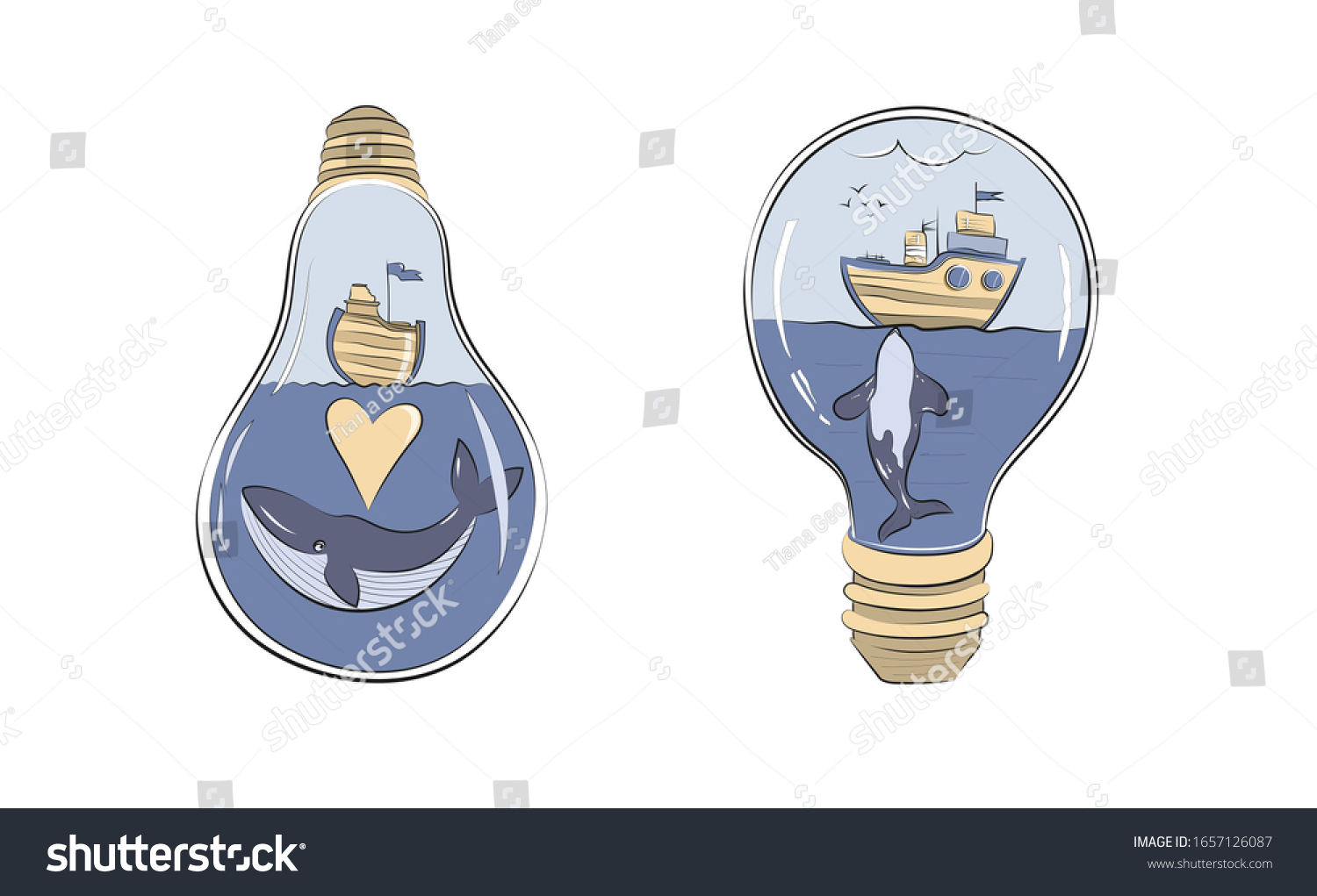 Cartoon Sea Characters Clipart Cute Lovely Stock Illustration ...