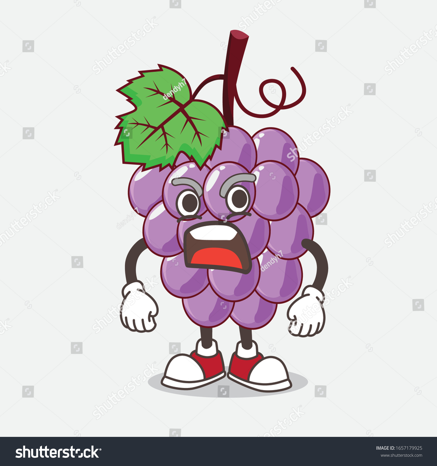 Grape Cartoon Mascot Character Angry Face Stock Vector (Royalty Free ...