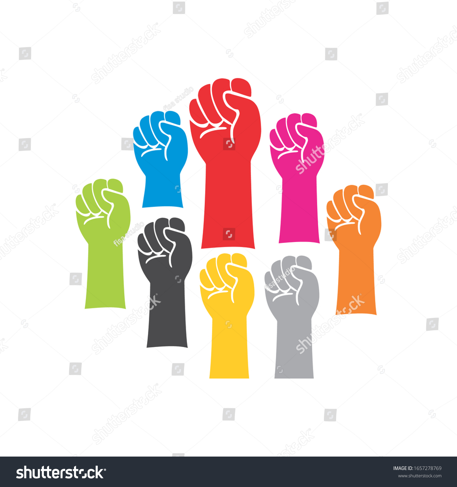 Colorful Hands Clenching Isolated White Background Stock Vector ...