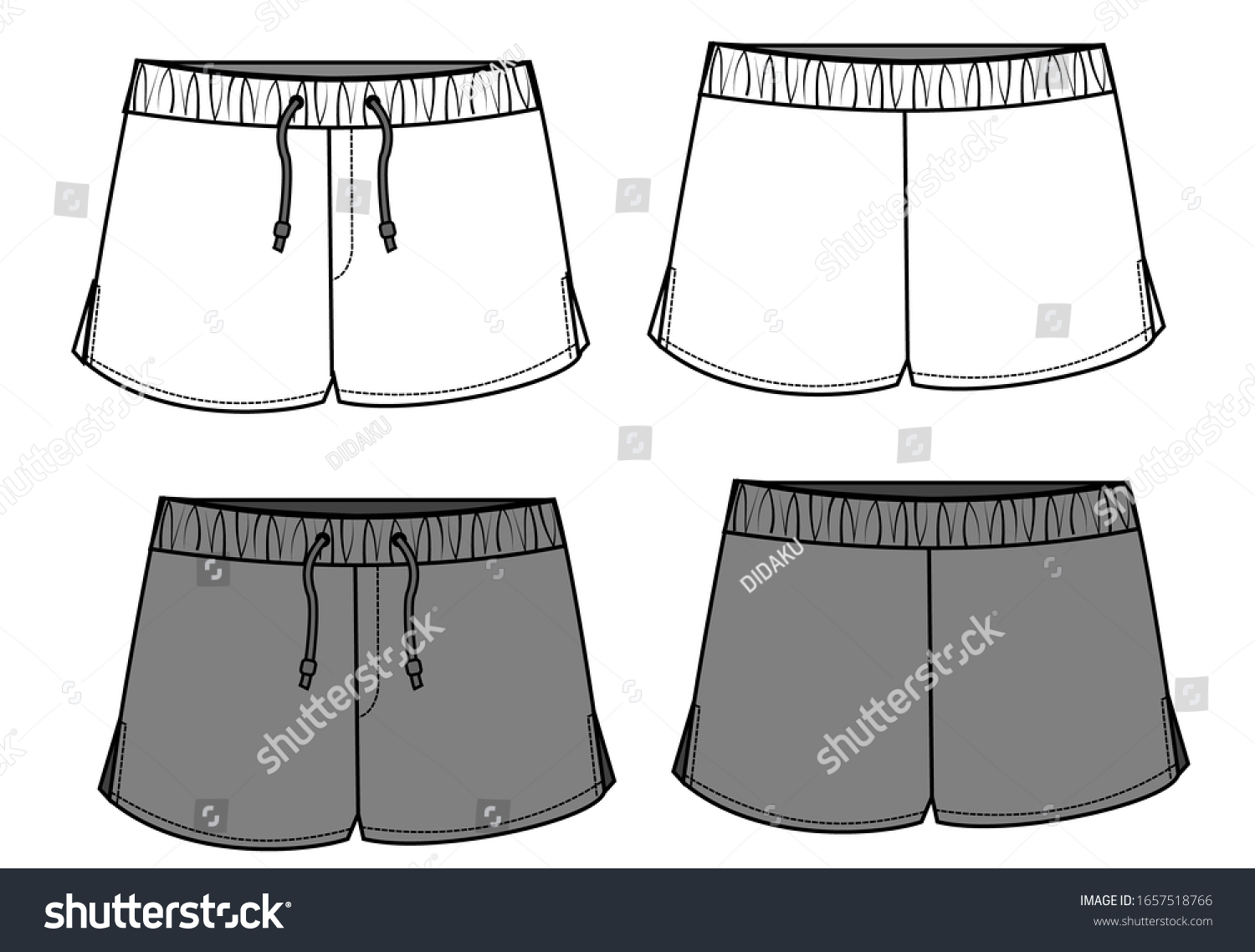 Short Pants Flat Sketch Template Stock Vector (Royalty Free) 1657518766 ...
