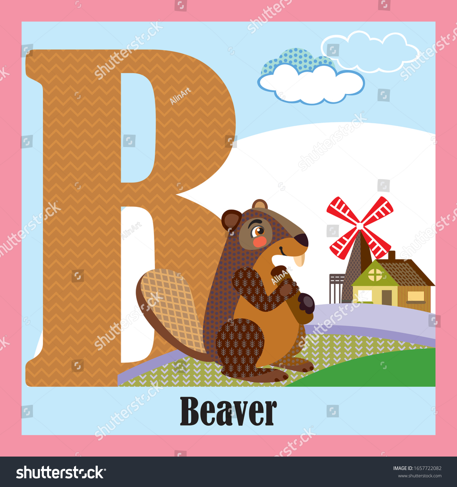 Vector Cartoon Flashcards Animal Alphabet Letter Stock Vector (Royalty ...