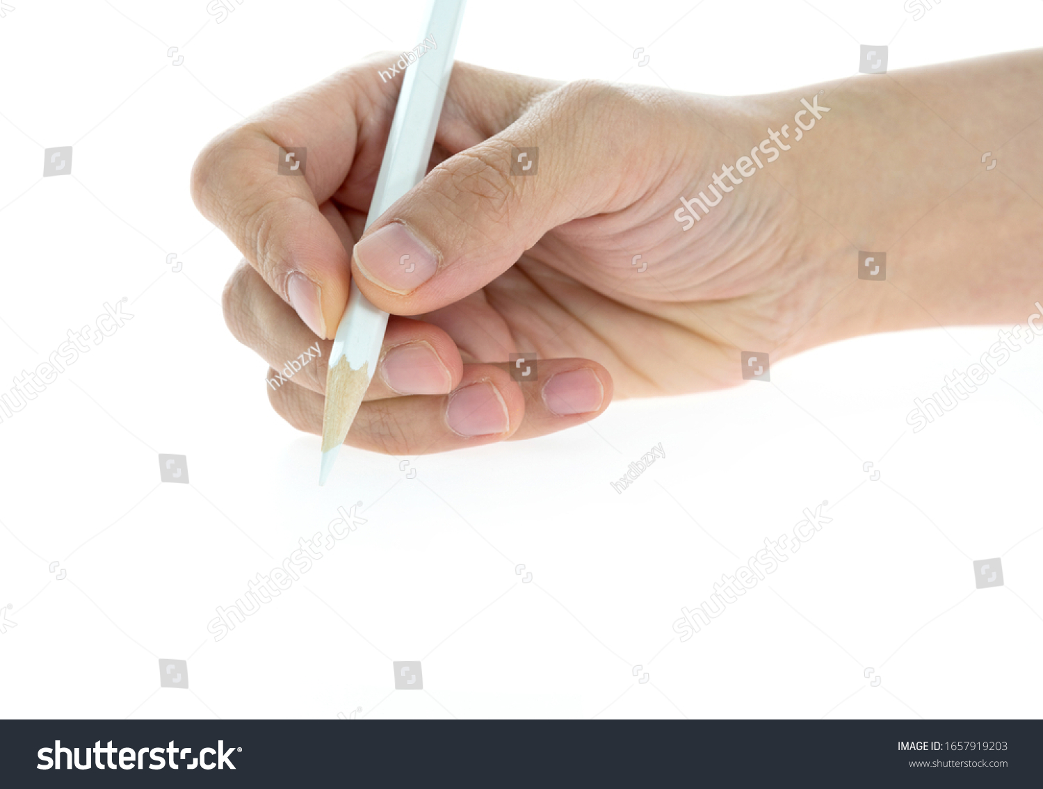 Woman Hand Holding Pencil On White Stock Photo 1657919203 | Shutterstock