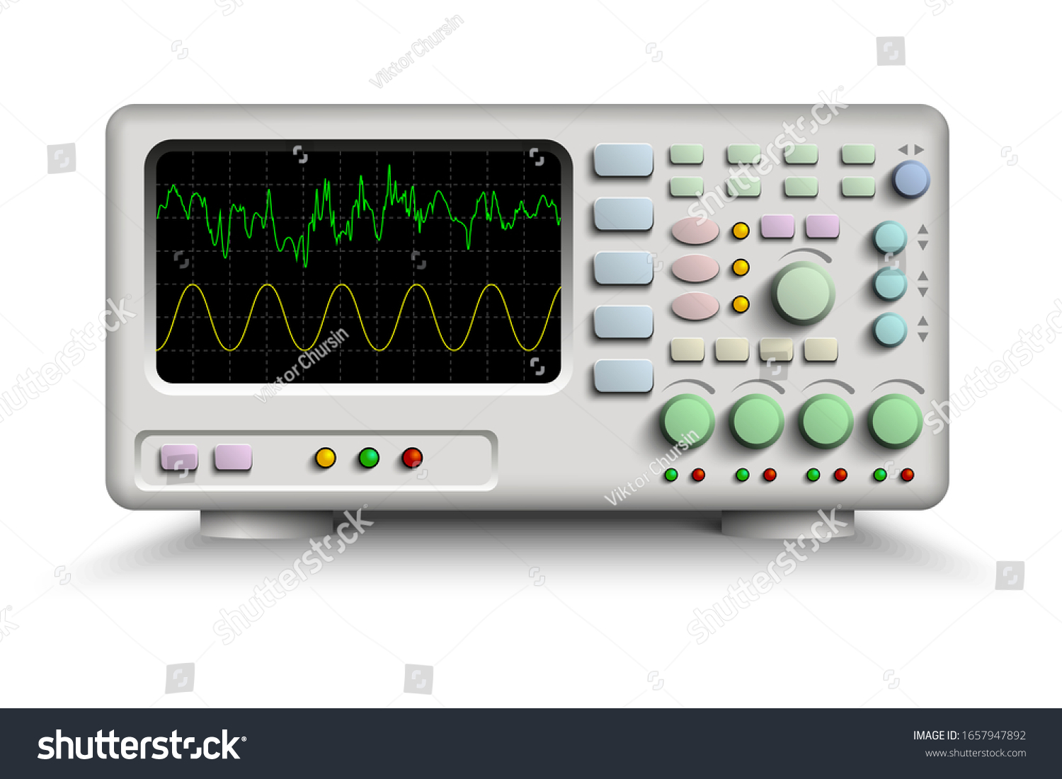 Digital Oscilloscope Vector Illustration Isolated On Stock Vector ...