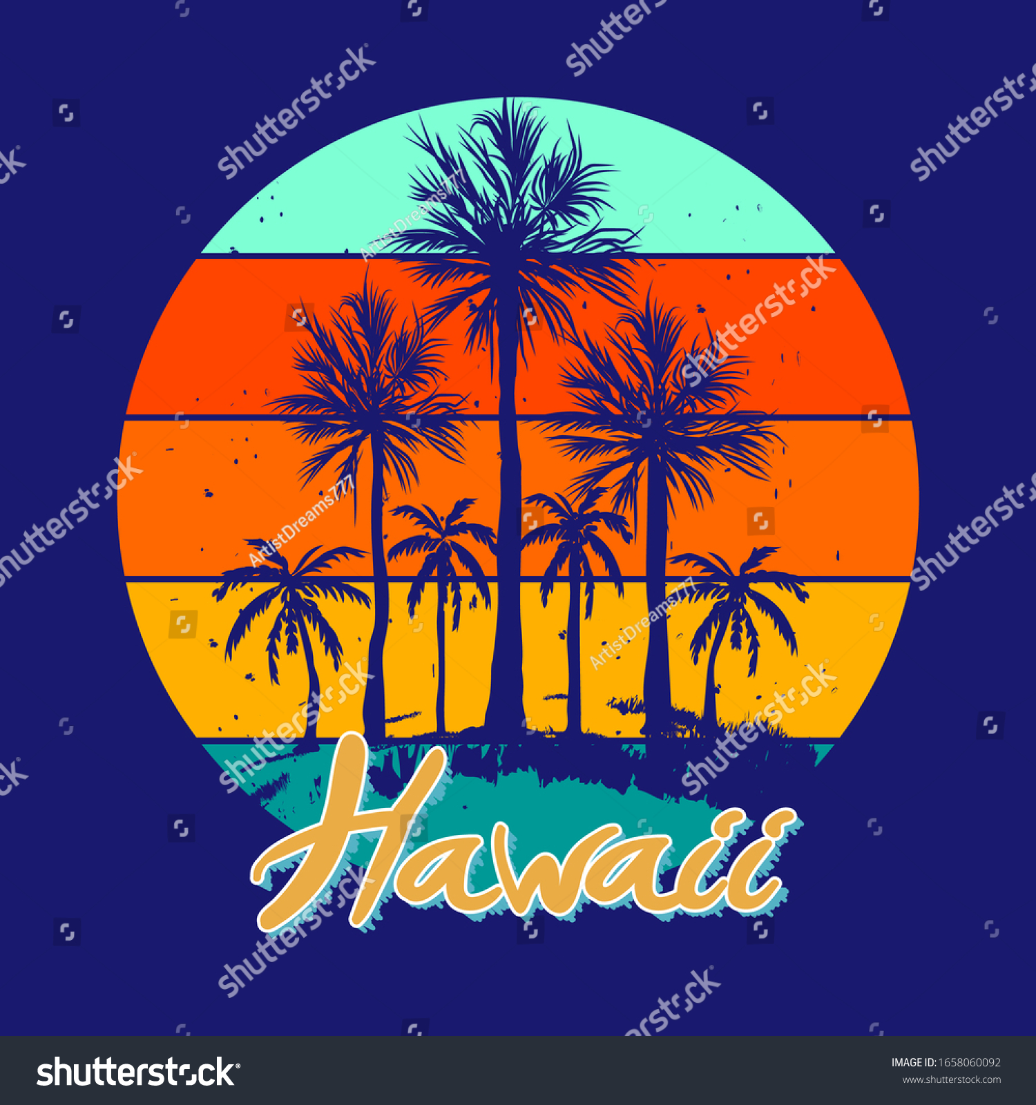 Silhouette Palm Trees On Sunset Background Stock Vector (Royalty Free ...