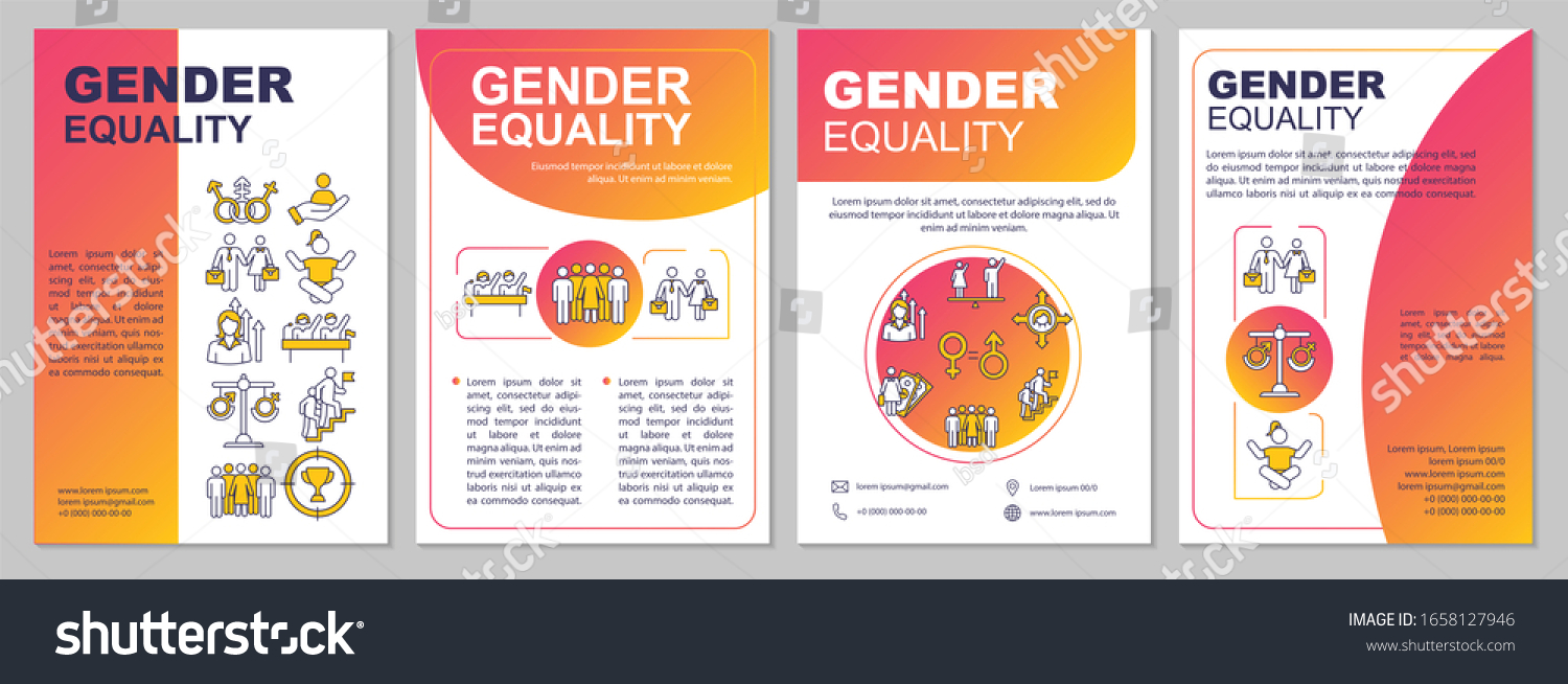 Vektor Stok Gender Equality Brochure Template Right Education Tanpa Royalti 1658127946 3460