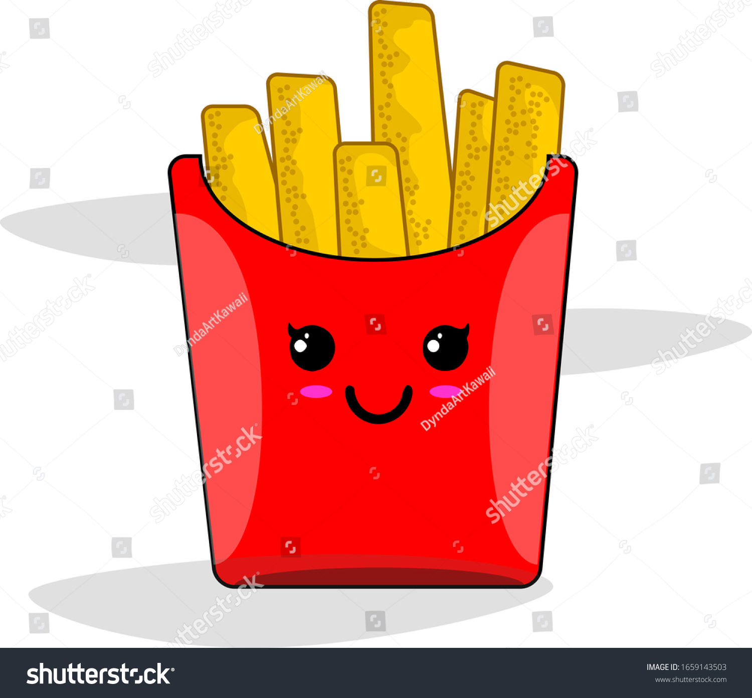 Vector Illustration French Fries Kawaii Smiley Stock Vector (Royalty ...