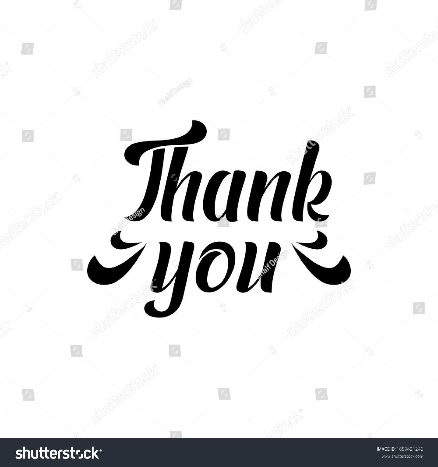 Thank You Text Word Hand Drawn Stock Vector (Royalty Free) 1659421246 ...