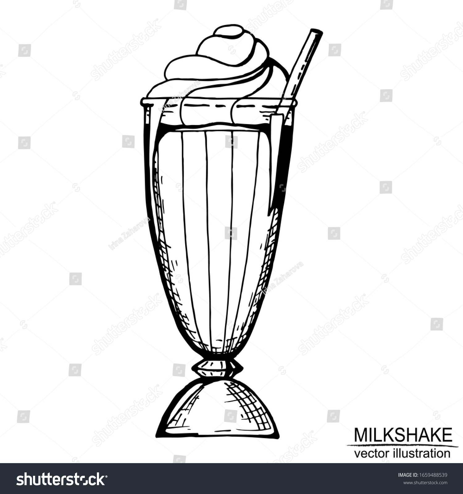 Vector Vintage Illustration Hand Drawn Milkshake Stock Vector Royalty Free 1659488539 