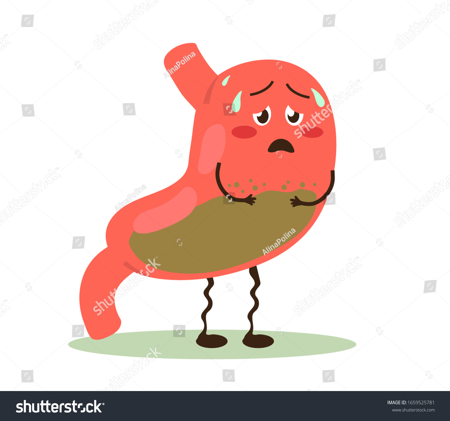 Stomach On White Background Digestive Disorder Stock Vector (Royalty ...