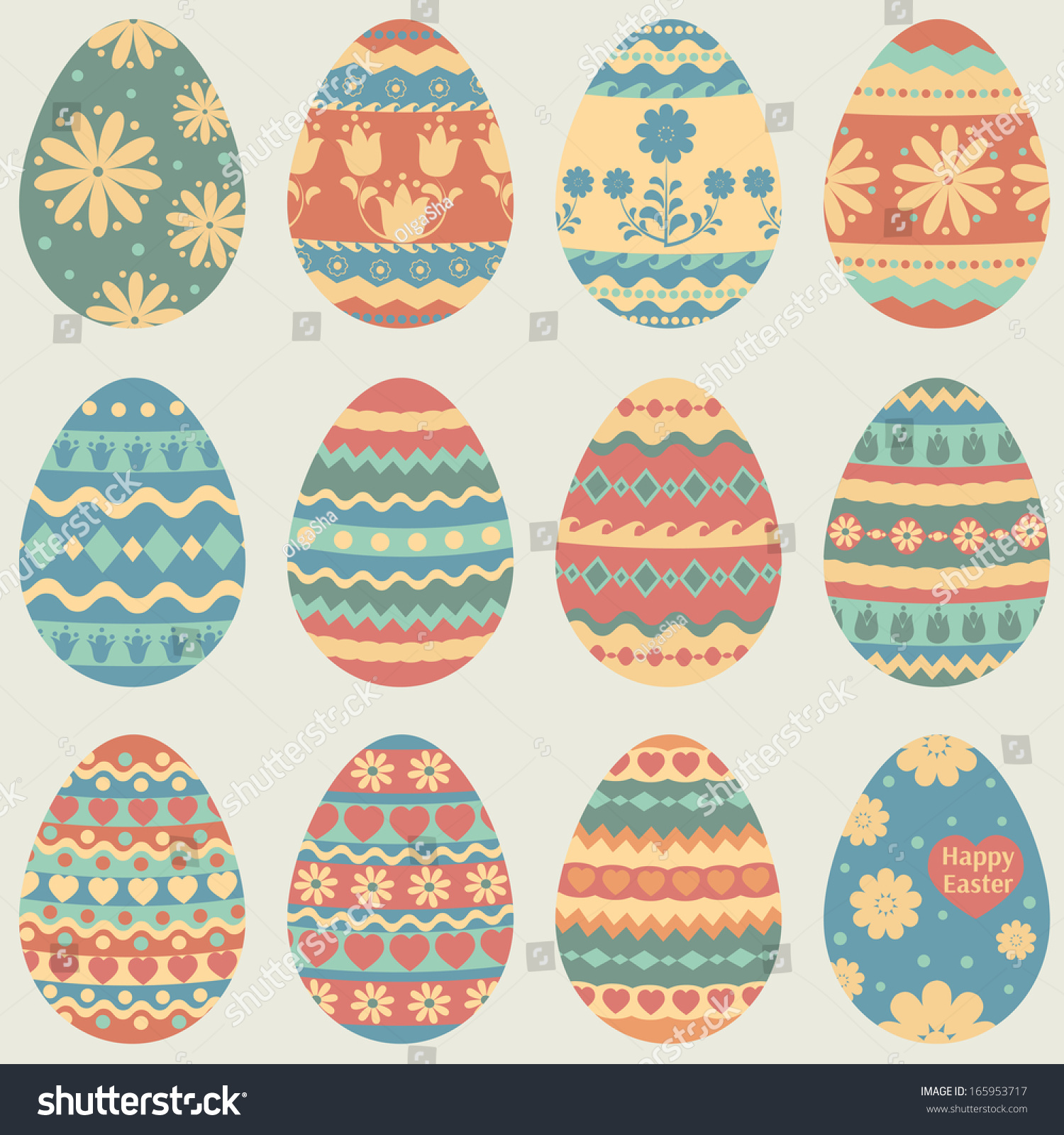 Vector Set Colorful Easter Eggs Eps Stock Vector (Royalty Free ...