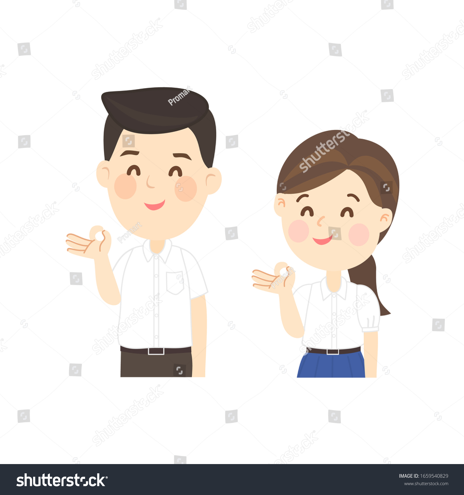 Cartoon Boy Girl Thai Students Vector Stock Vector (Royalty Free ...