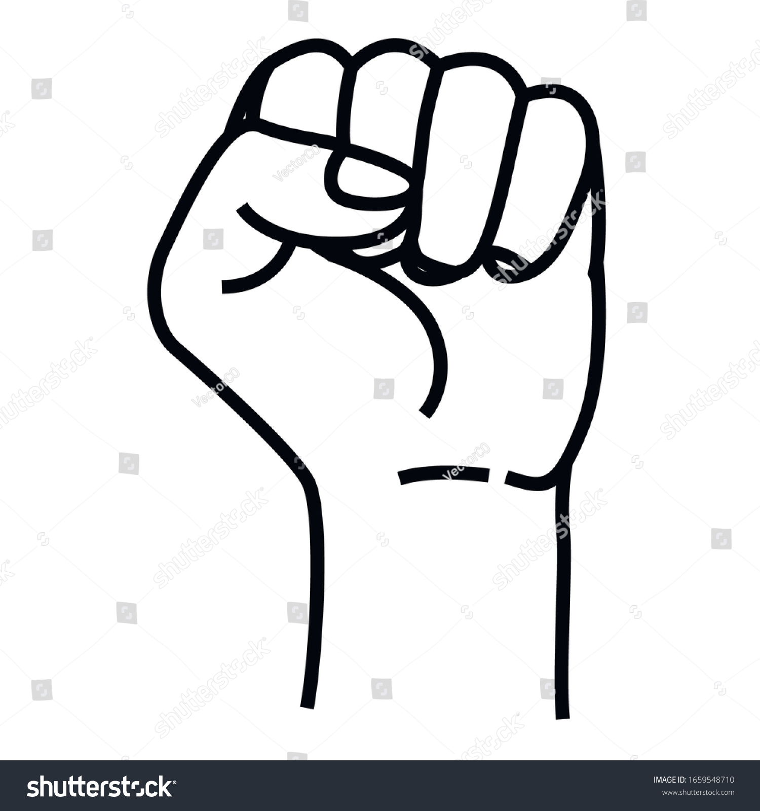 Raised Fist Hand Gesture Icon Line Stock Vector (Royalty Free ...