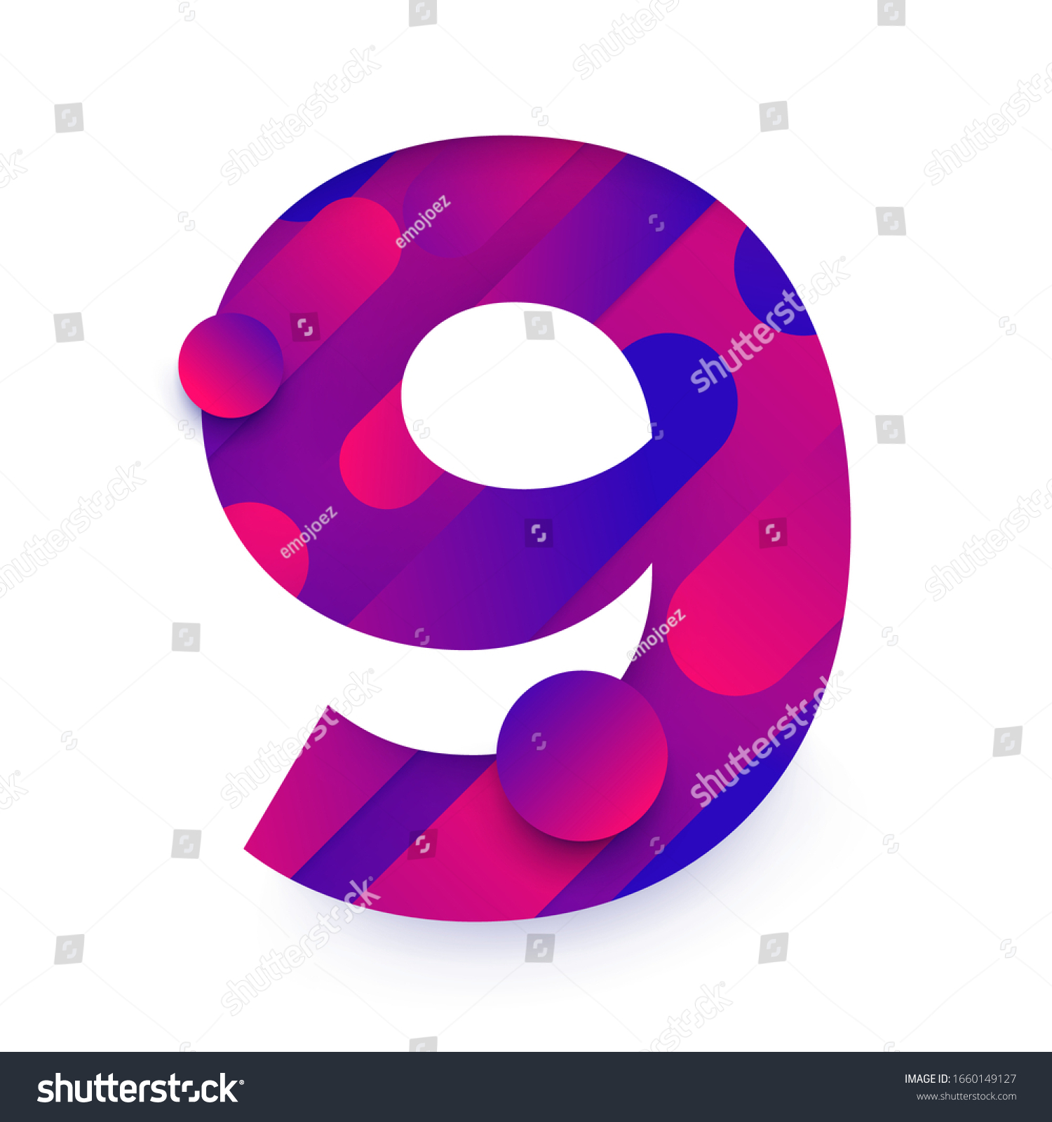 Number Arabic 9 Nine Typeface Abstract Stock Vector (Royalty Free ...