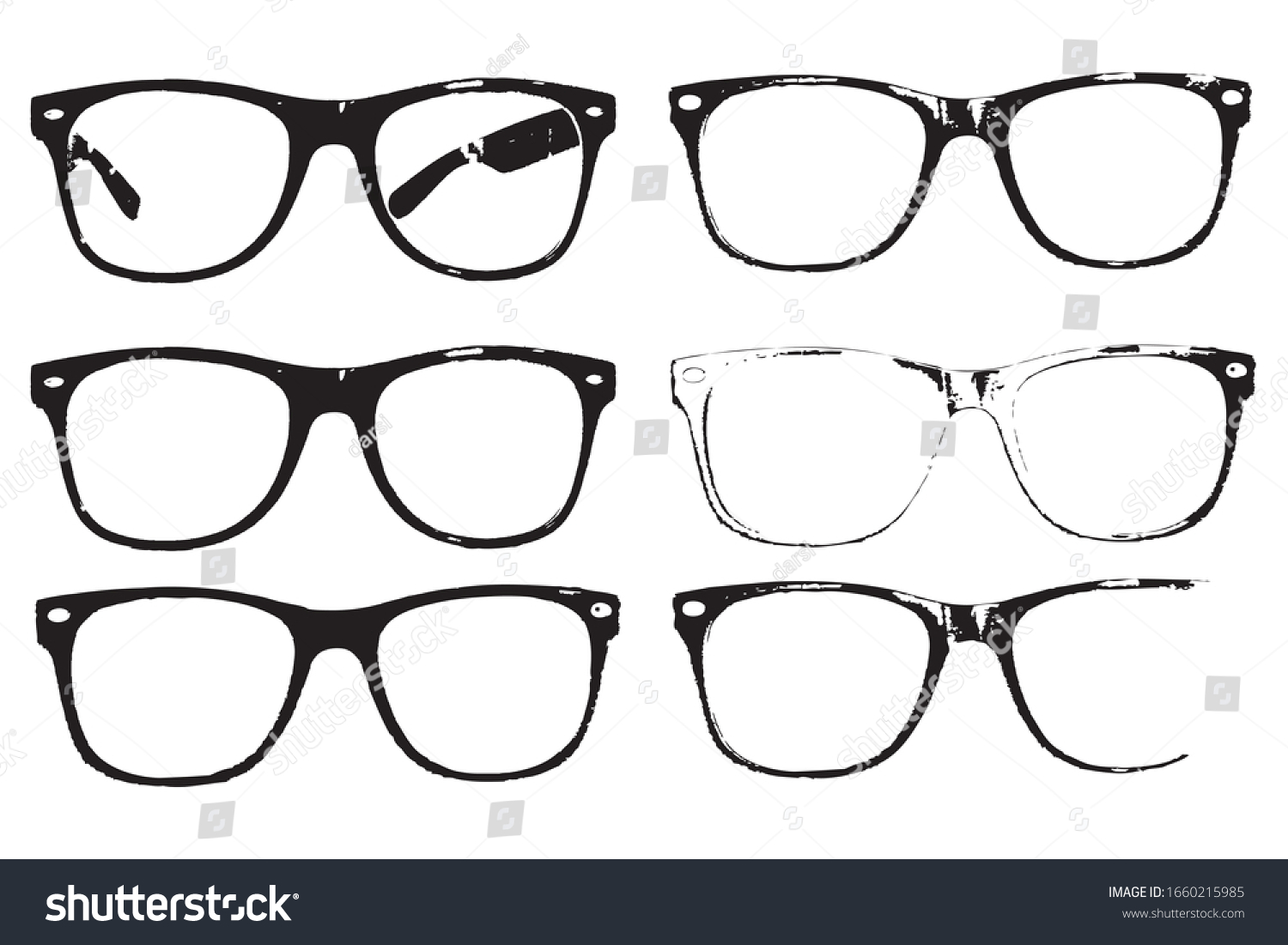 Eye Glasses Set Hipster Style Frames Stock Vector (Royalty Free