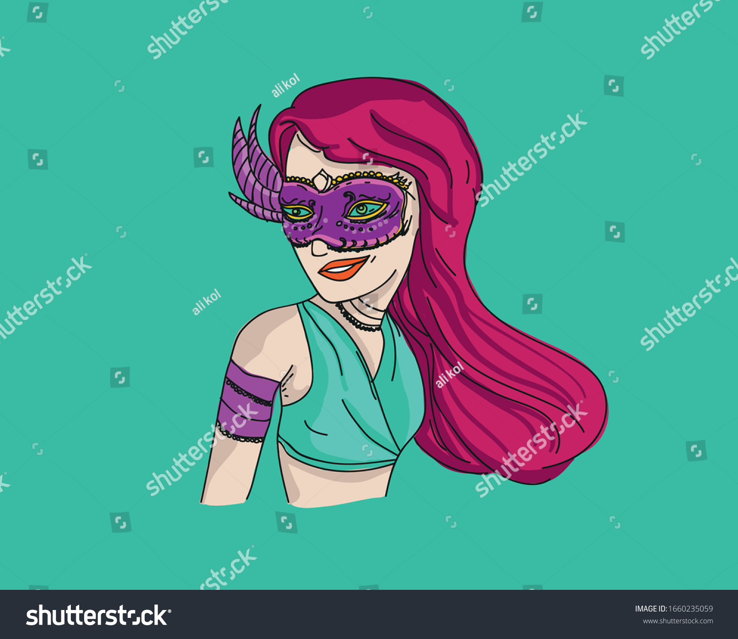 Festival Girl Pink Hair Vector Design Stock Vector Royalty Free