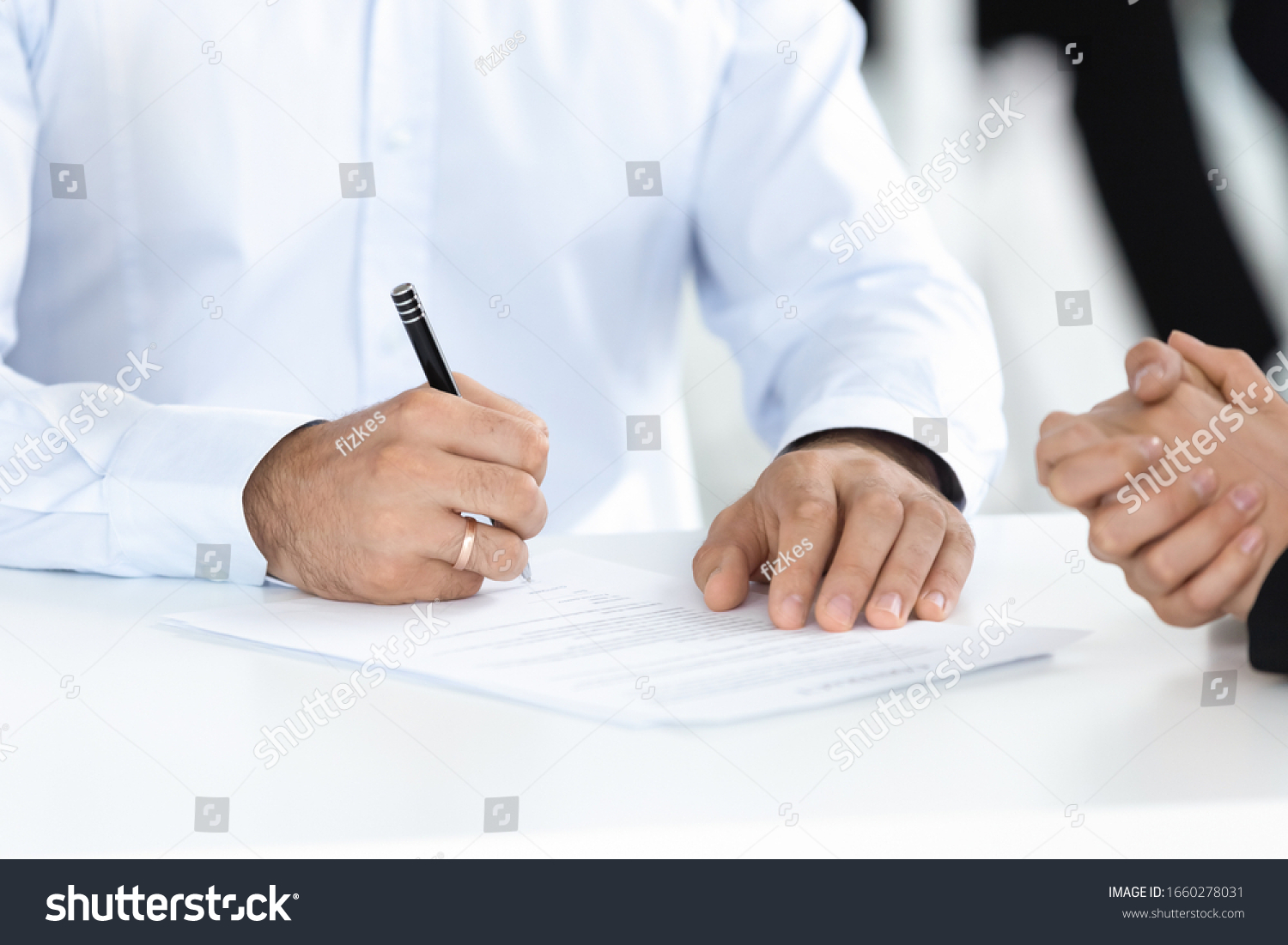 Close Image Man Hand Putting Signature Stock Photo 1660278031 ...