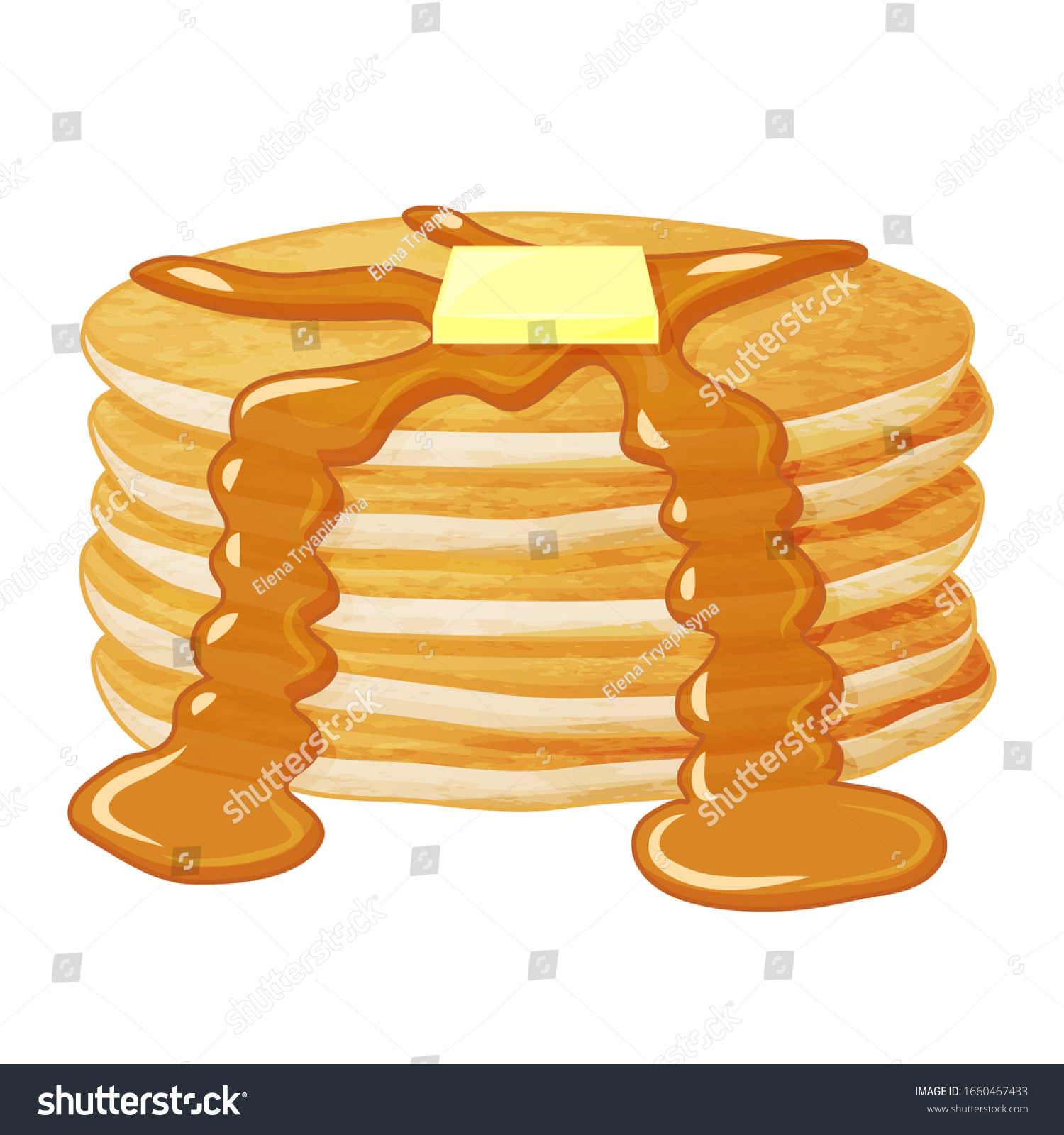 Tasty Pancakes Butter Object Packaging Advertisements Stock Vector ...