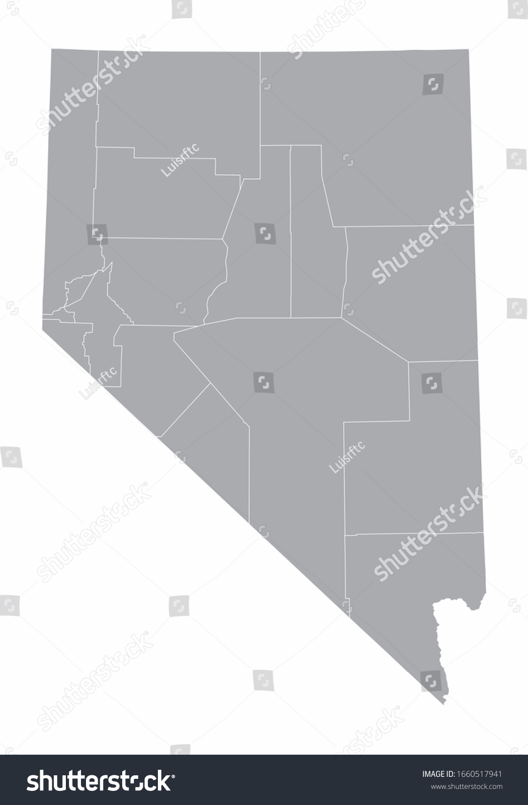 Nevada State Counties Map Isolated On Stock Illustration 1660517941 ...