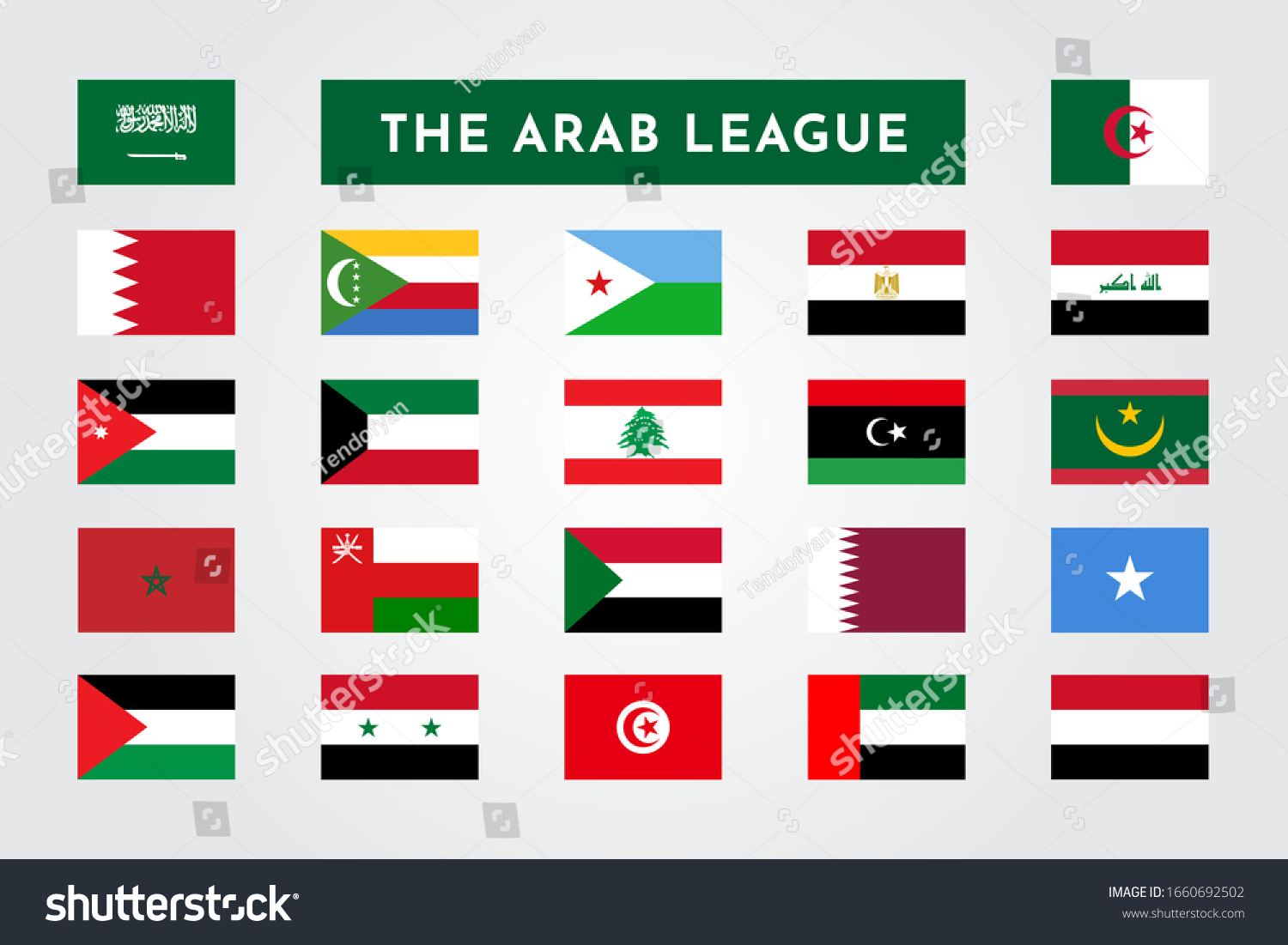 Set Arab League Countries Flag Stock Vector (Royalty Free) 1660692502 ...