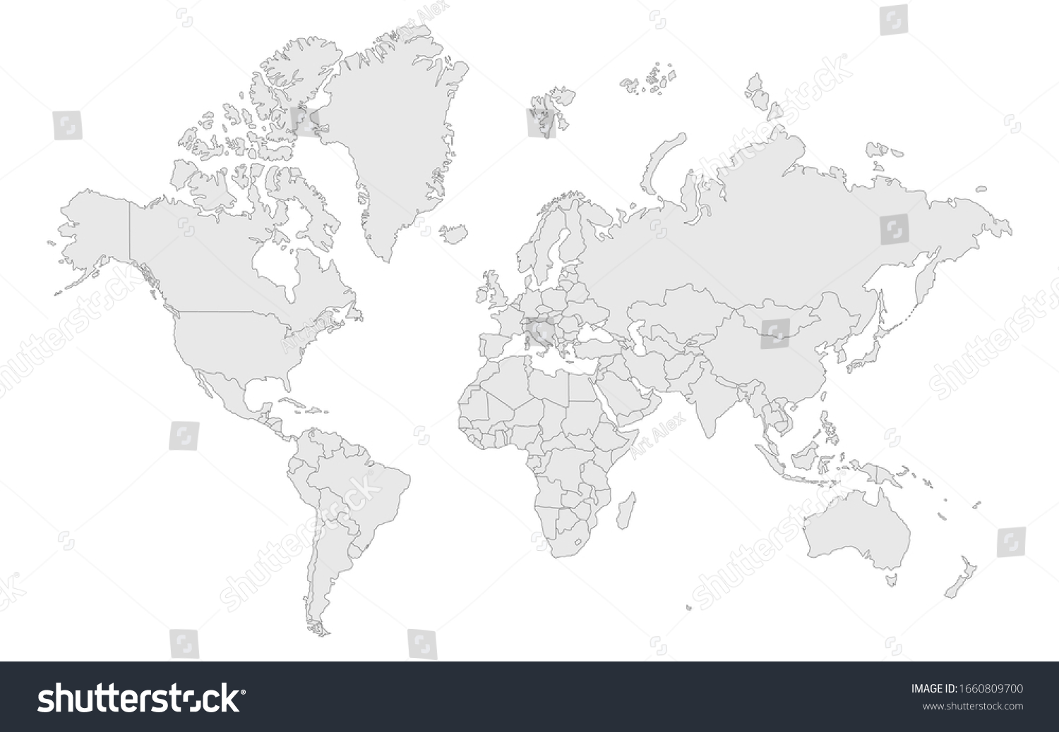 High Detail World Map Country Borders Stock Vector (Royalty Free ...