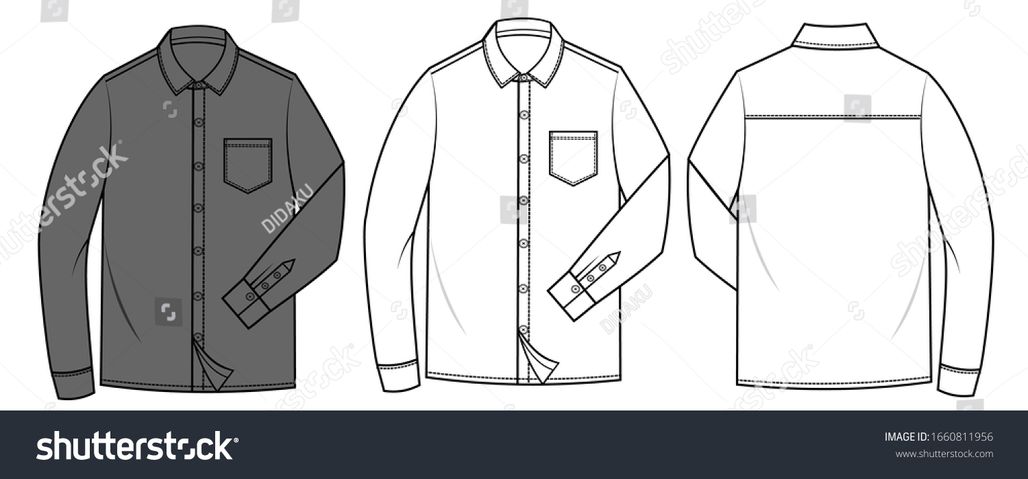 Shirt Fashion Flat Sketch Template Stock Vector (Royalty Free ...