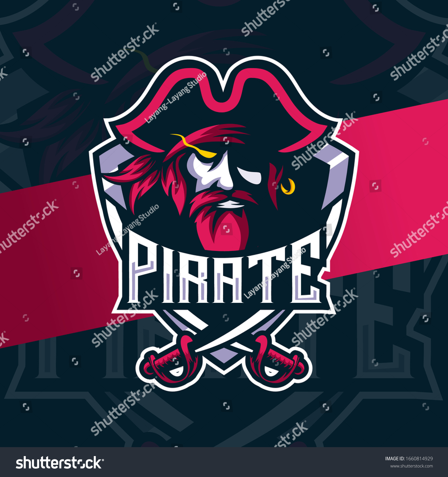 Pirate Mascot Esport Logo Design Stock Vector (Royalty Free) 1660814929 ...