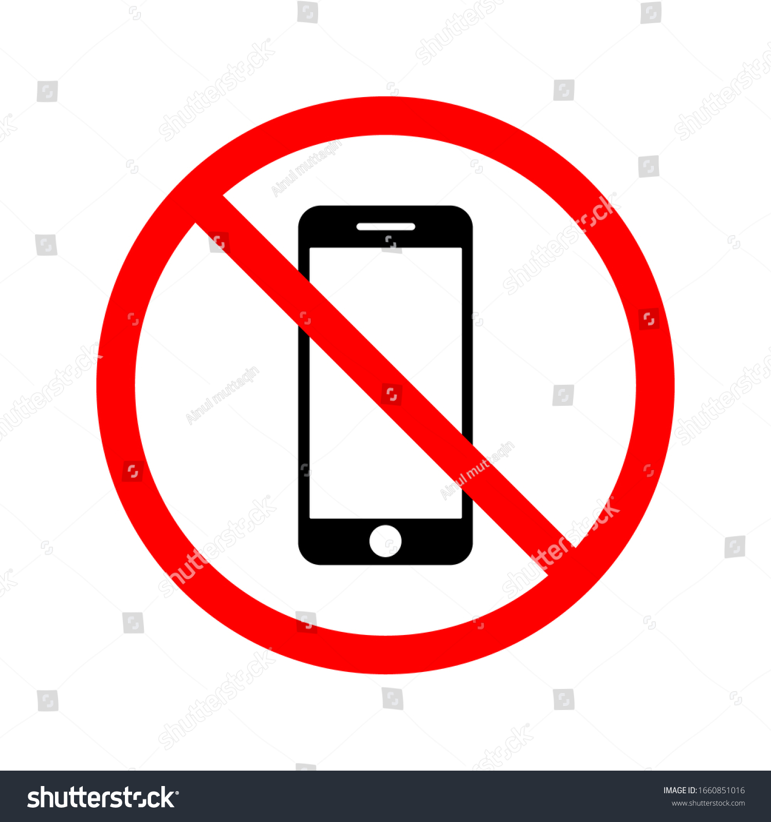 No Mobile Phones Icon On White Stock Vector (Royalty Free) 1660851016 ...