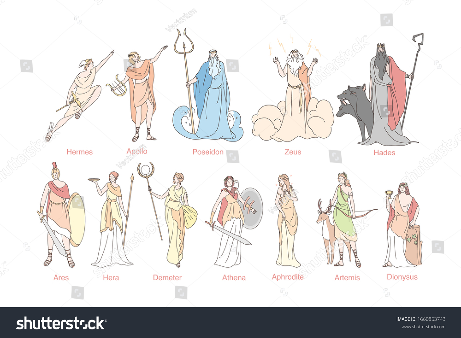 Ancient Greek Gods Set Concept God Stock Vector (Royalty Free ...