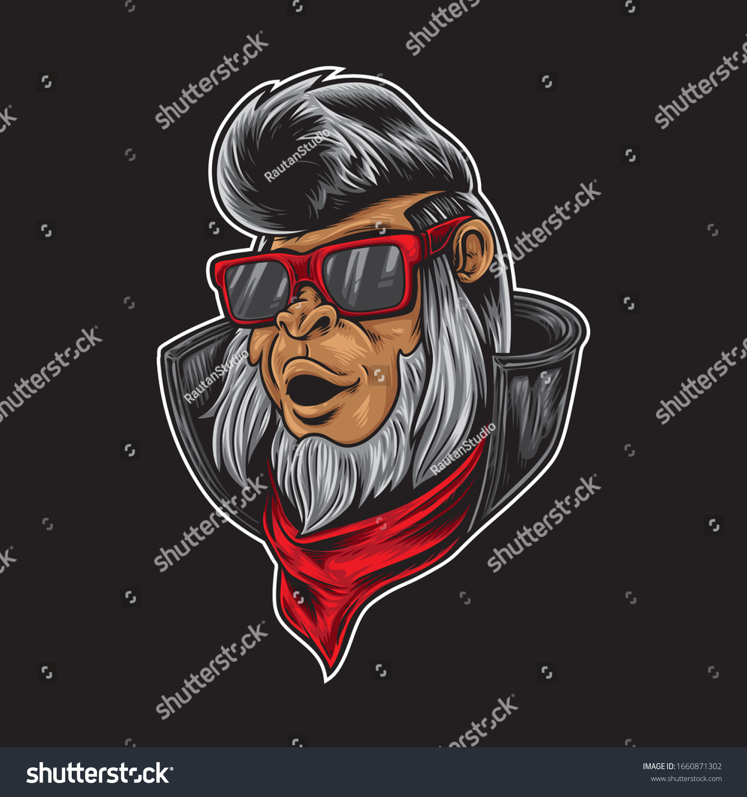 Monkey Hipster Rocker Wearing Leather Jacket Stock Vector (Royalty Free ...