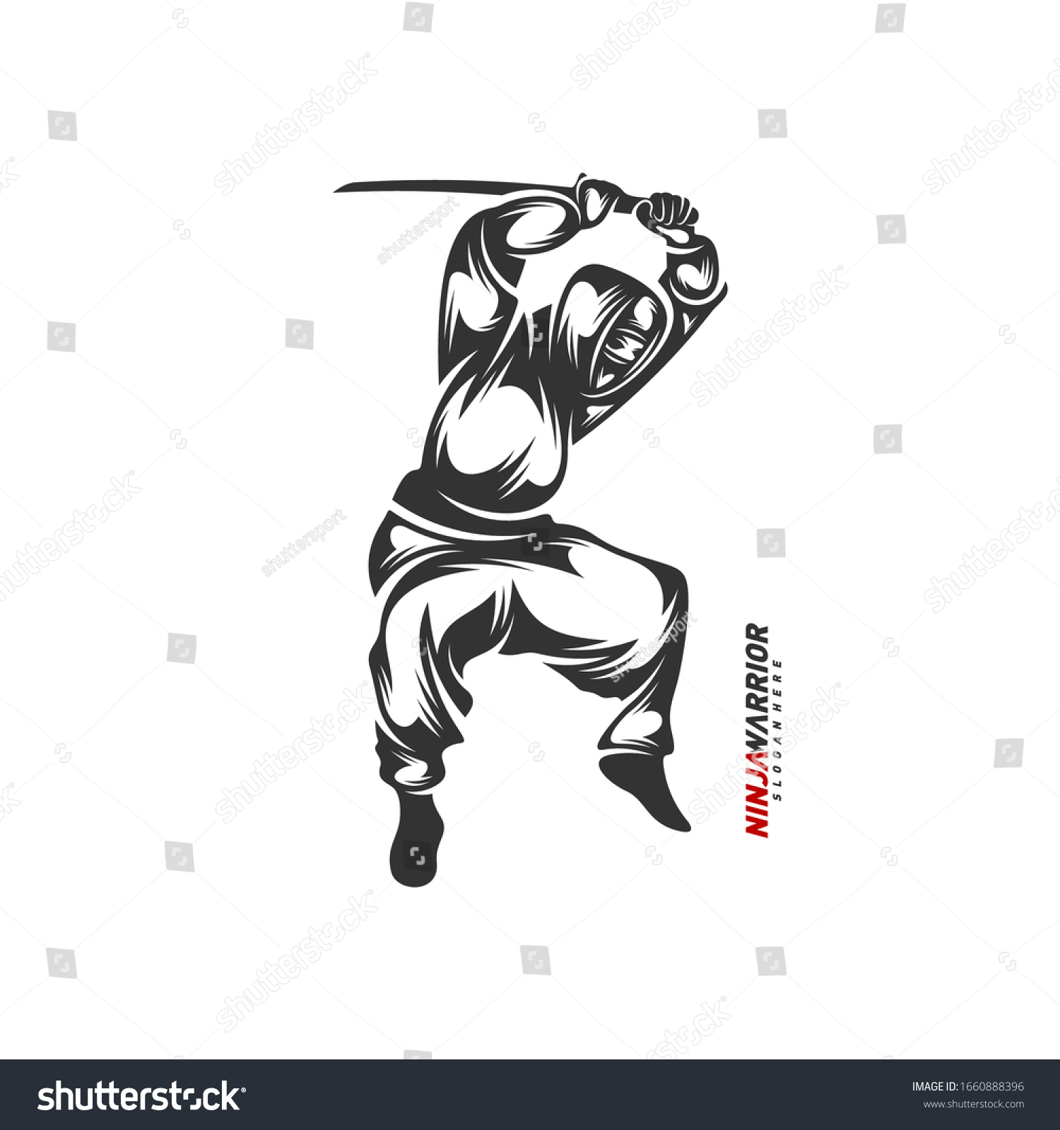 Ninja Warrior Design Vector Illustration Silhouette Stock Vector ...