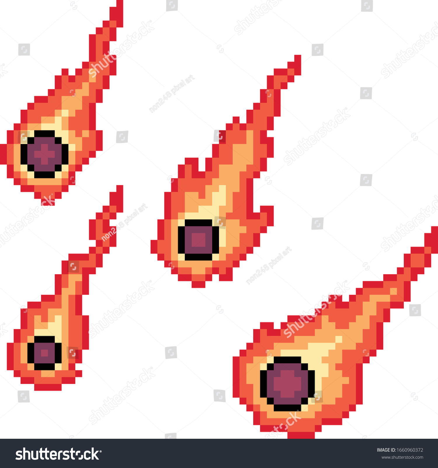 Vector Pixel Art Isolated Meteor Stock Vector Royalty Free 1660960372