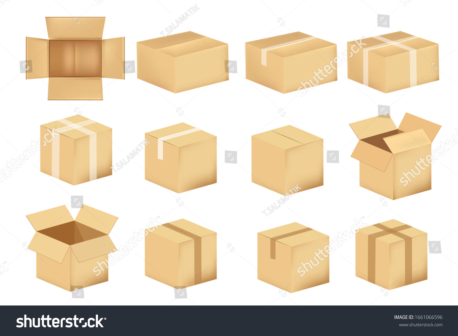 Set Cardboard Boxes Isolated On White Stock Vector (Royalty Free ...