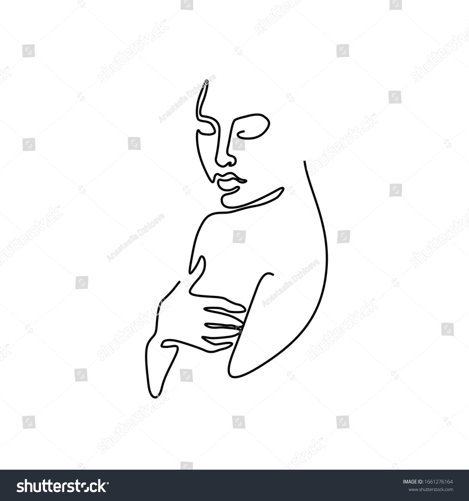 Woman Abstract Portrait Continuous Line Drawing Stock Vector Royalty Free 1661276164