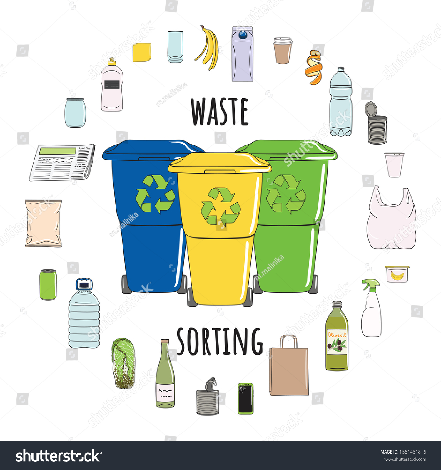 Waste Sorting Garbage Circle Recycling Trash Stock Vector (Royalty Free ...