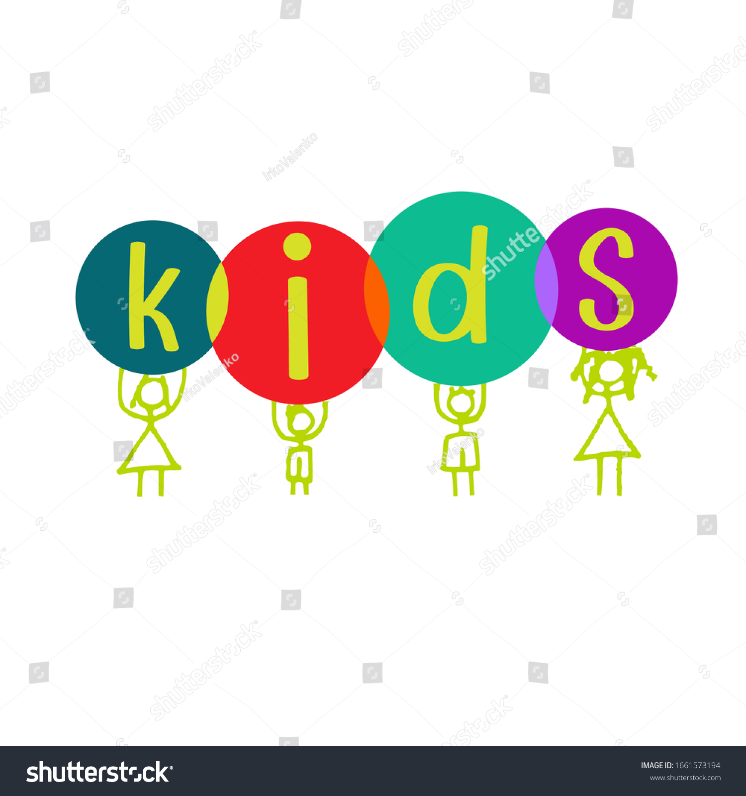 Vector Image Logo Word Kids Each Stock Vector (Royalty Free) 1661573194 ...