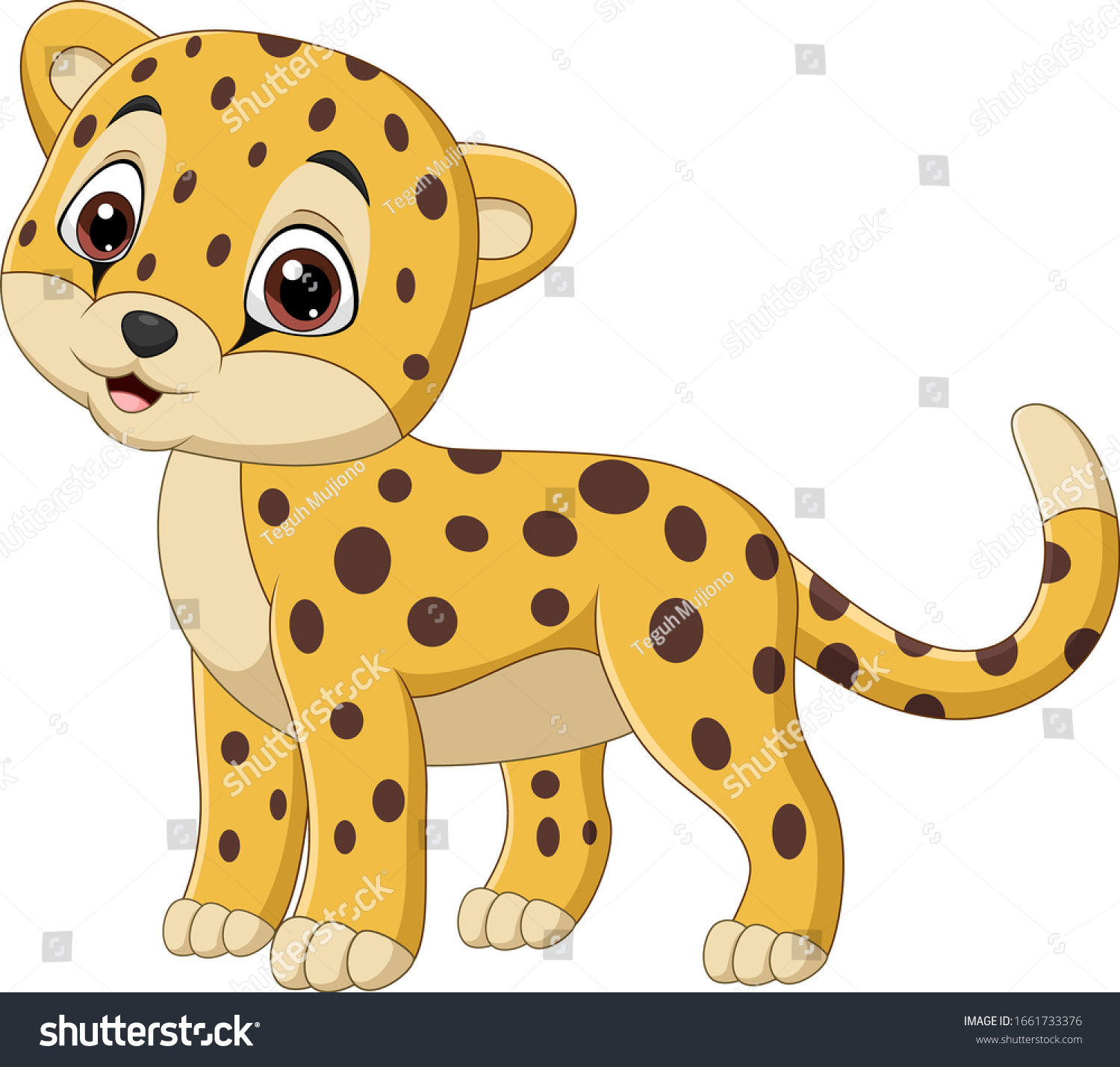 Cartoon Leopard Isolated On White Background Stock Vector (Royalty Free ...