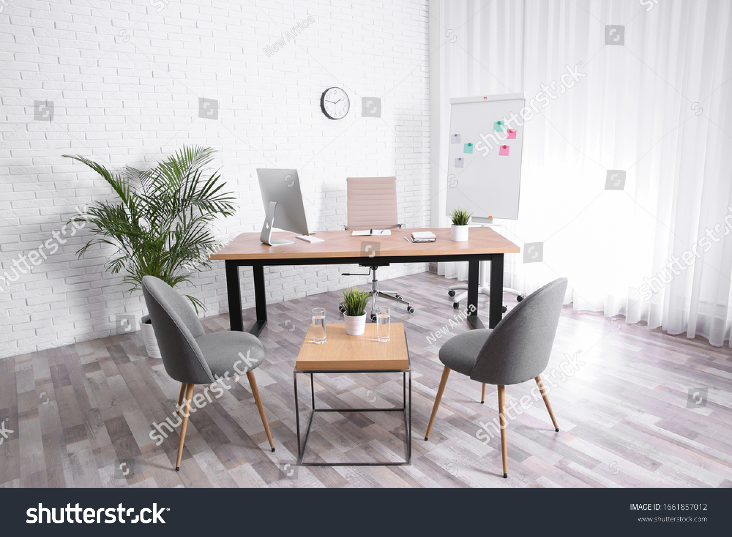 Interior Modern Office Table Chairs Computer Stock Photo 1661857012 ...