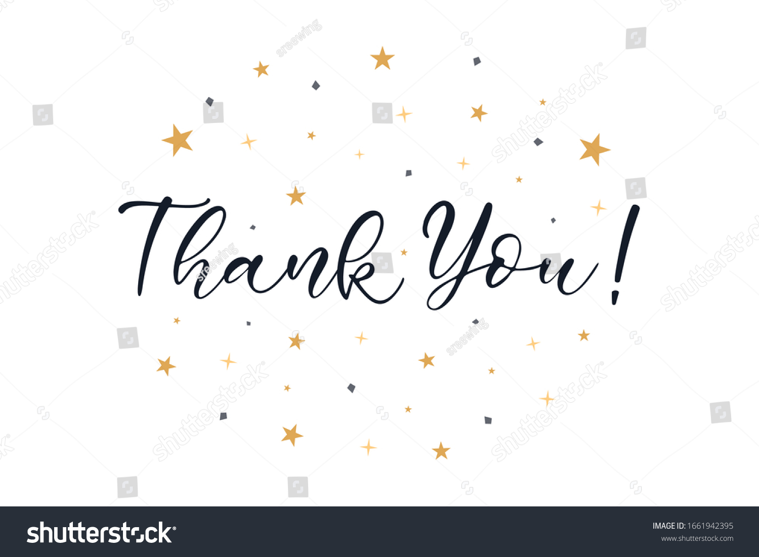 Thank You Text Lettering Calligraphy Gold Stock Vector (Royalty Free ...