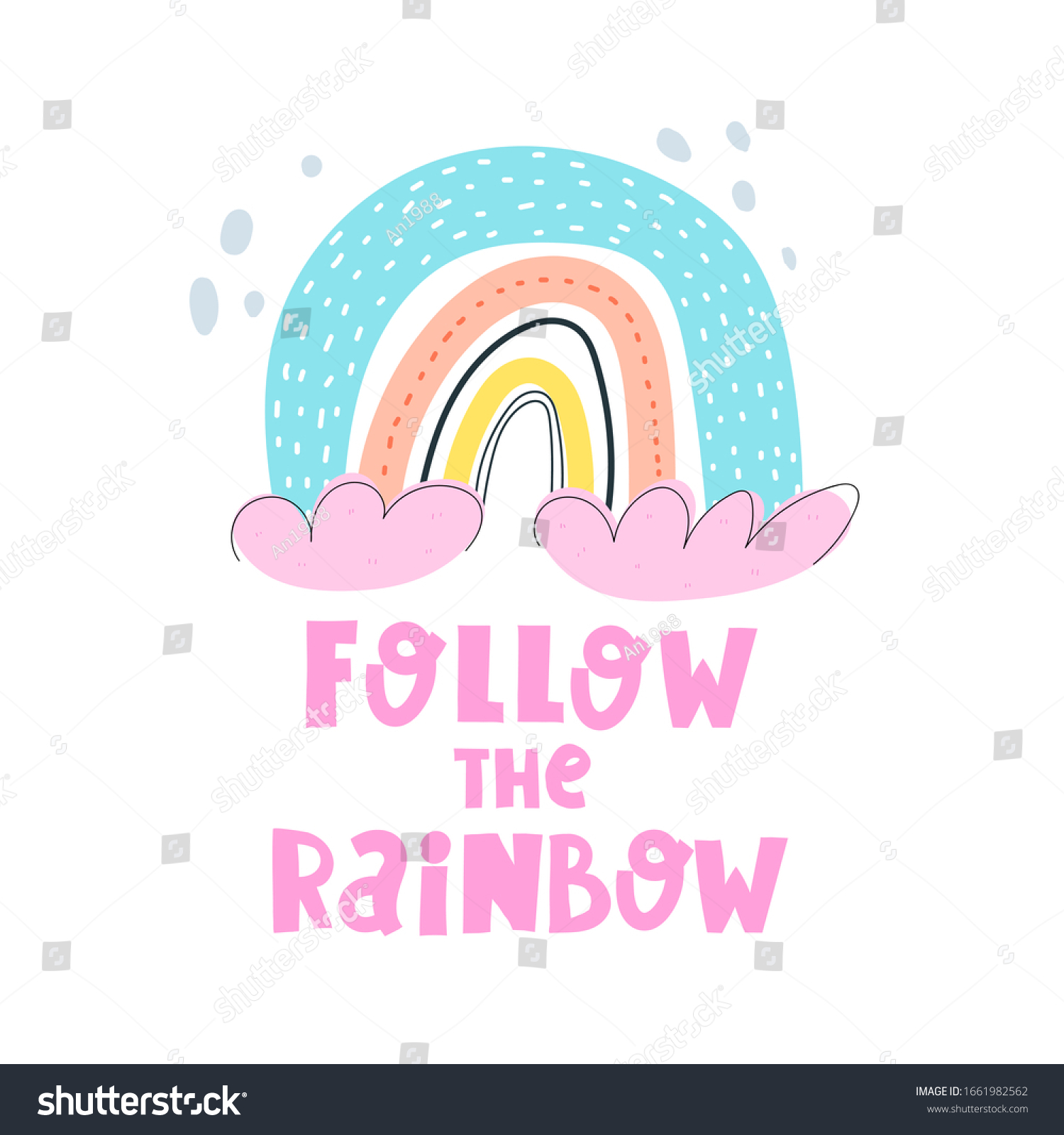 Follow Rainbow Cartoon Rainbow Hand Drawing Stock Vector (Royalty Free ...