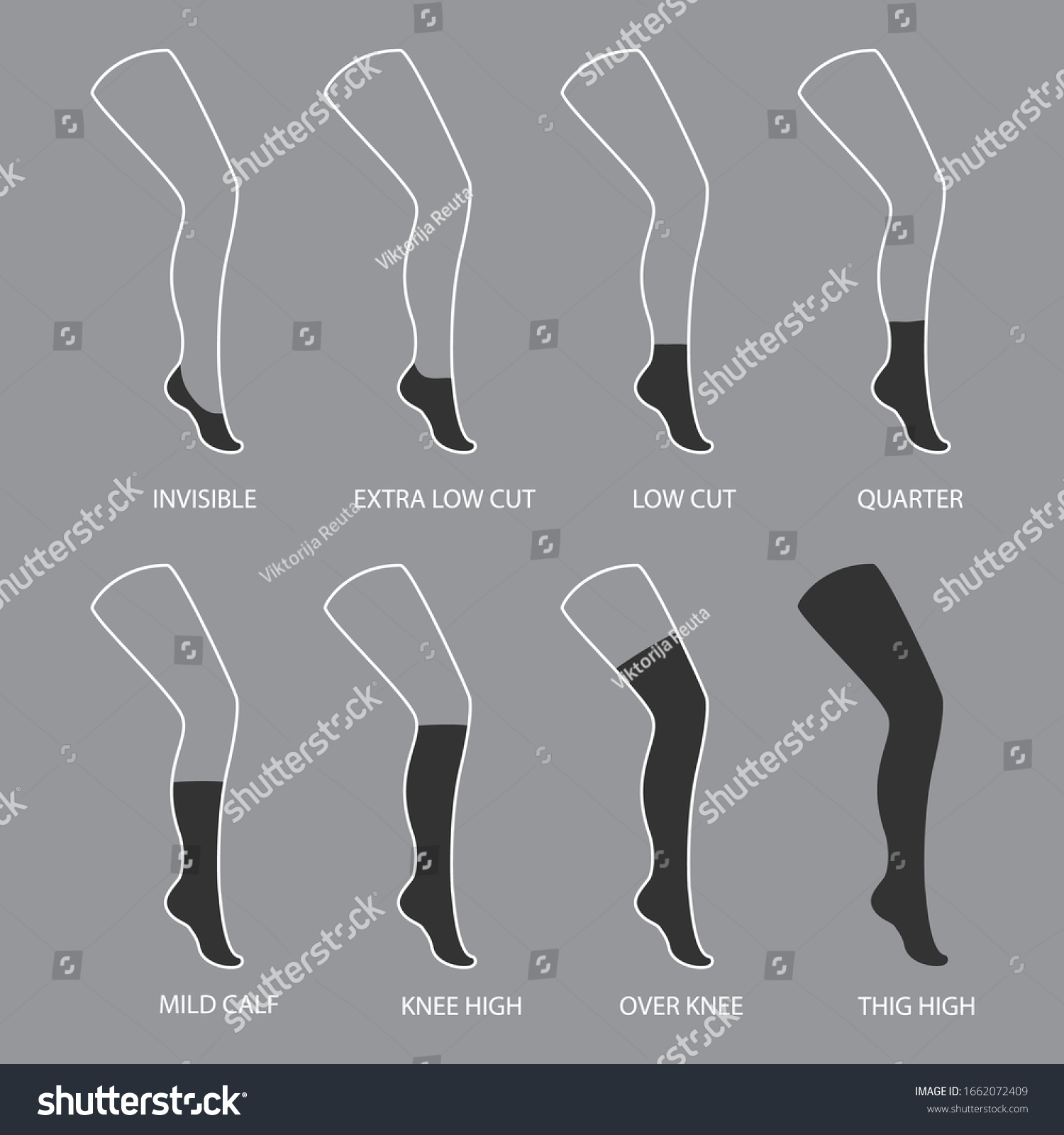 Types Socks Collection Invisible Extra Low Stock Illustration ...