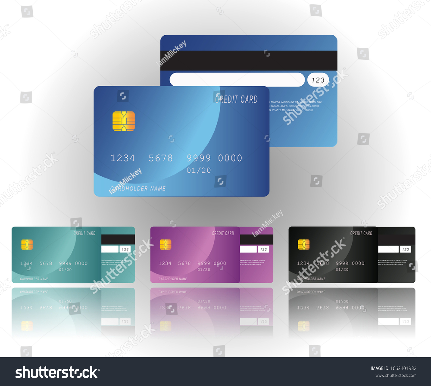 Bank Credit Card Front Back Sides Stock Vector (Royalty Free ...