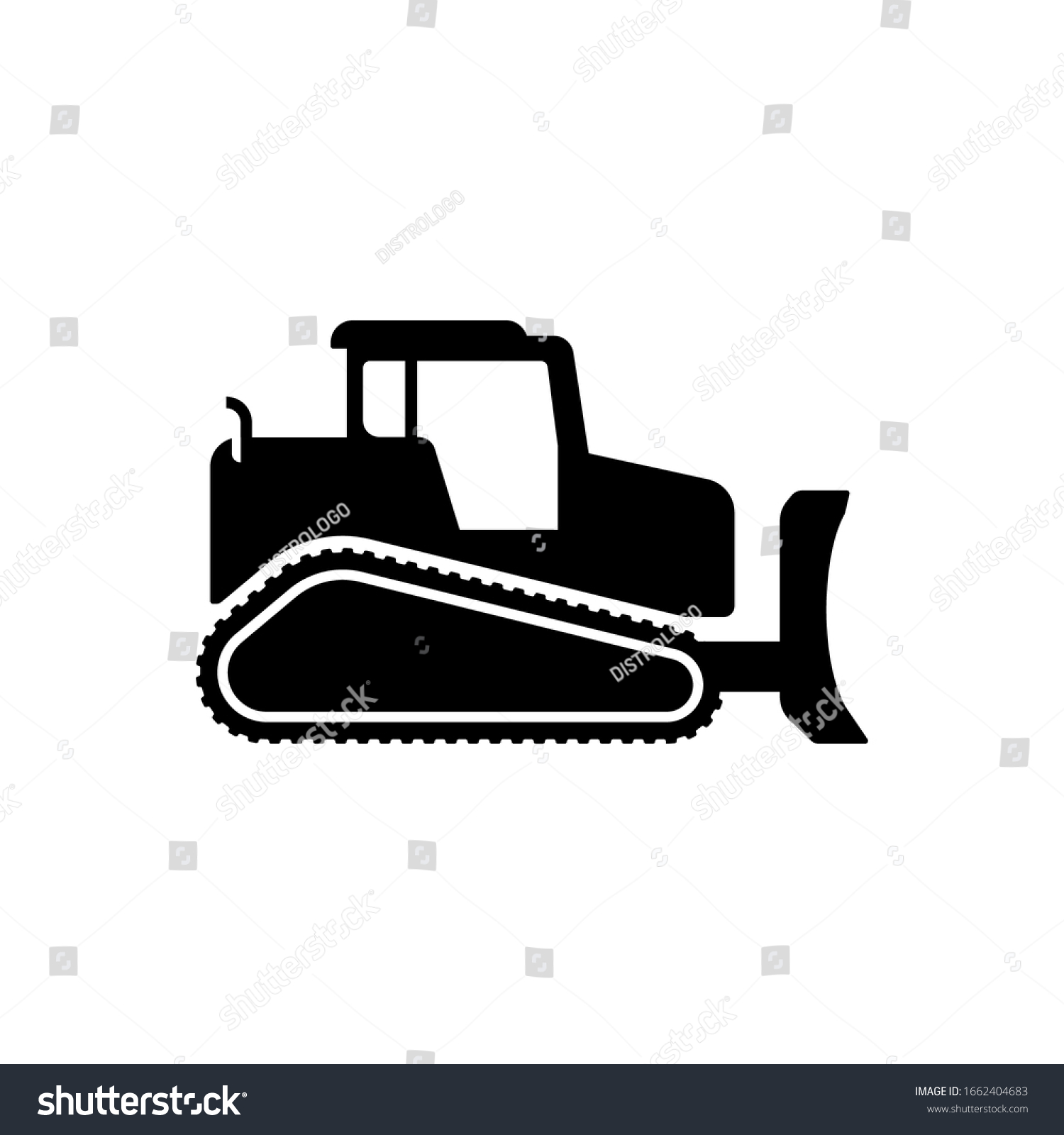 Bulldozer Vector Icon Illustration Silhouette Bulldozer Stock Vector ...