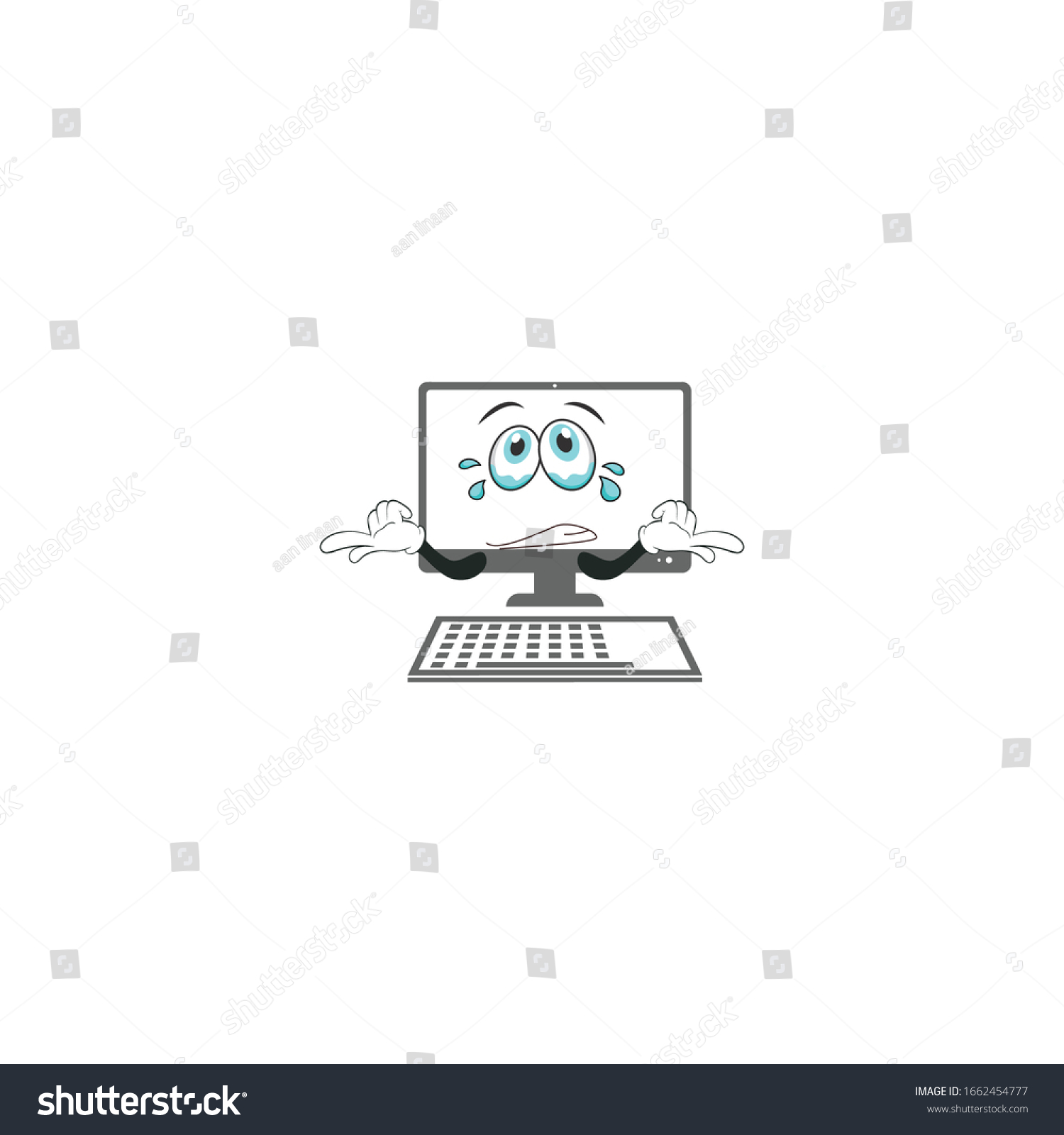 Computer Cartoon Characters Design White Background Stock Vector ...