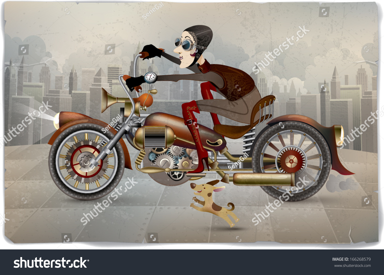 Старушка на мотоцикле рисунок